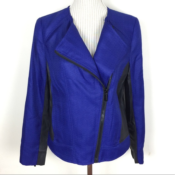 Michael Kors Jackets & Blazers - NWT MICHAEL KORS Moto Electric Blue Faux Leather Jacket Size 8